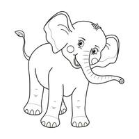 Elephant coloring page for kids. Hand drawn elephant outline illustration. vector
