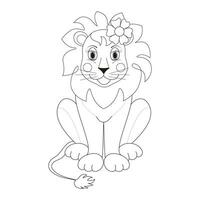 león vector. colorante libro para niños. mano dibujado león contorno ilustración. vector