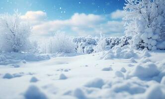 AI generated Winter background of snow and frost with free space for your decoration photo