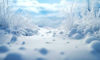 AI generated Winter background of snow and frost with free space for your decoration photo