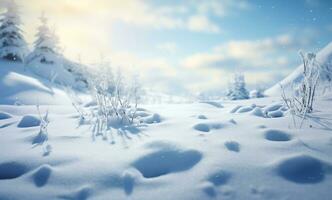 AI generated Winter background of snow and frost with free space for your decoration photo