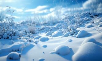 AI generated Winter background of snow and frost with free space for your decoration photo