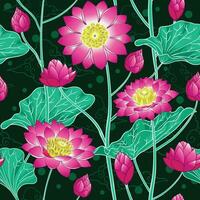 Pink Lotus Flower Seamless Pattern Illustration vector