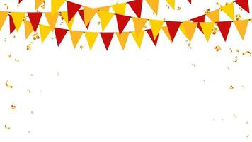 Happy Chinese new year banner buntings hanging above with red and yellow flag vector