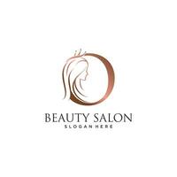 Woman beauty logo design vector illustration with letter o and crown icon