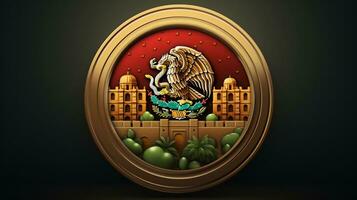 AI generated 3D Render Of Mexico Emblem photo