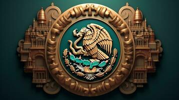 AI generated 3D Render Of Mexico Emblem photo