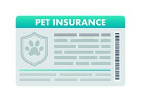 Pet insurance card with a dogs paw on it. Pets and Animal insurance policy. Medical care and veterinary clinic. Vector stock illustration