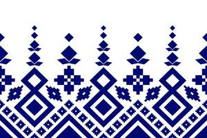 Indigo navy blue geometric traditional ethnic pattern Ikat seamless pattern border abstract design for fabric print cloth dress carpet curtains and sarong Aztec African Indian Indonesian vector