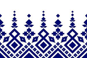 Indigo navy blue geometric traditional ethnic pattern Ikat seamless pattern border abstract design for fabric print cloth dress carpet curtains and sarong Aztec African Indian Indonesian vector