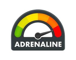 Adrenaline Level Meter, measuring scale. Adrenaline speedometer, indicator. Vector stock illustration