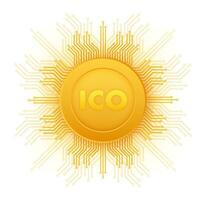 ICO, initial coin offering. ICO Token production process. Vector stock illustration