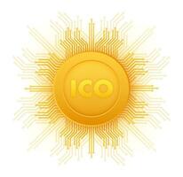 ICO, initial coin offering. ICO Token production process. Vector stock illustration