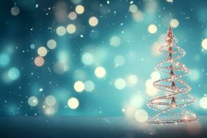 ai generado azul Navidad árbol hecho arriba con adn estructura salud concepto bokeh borroso antecedentes Copiar espacio foto