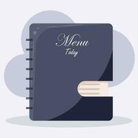 Vector illustration menu book with paper menu lunch today