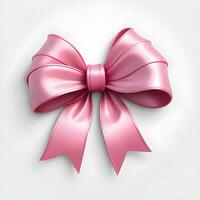 AI generated 3d pink bow isolated on white background photo