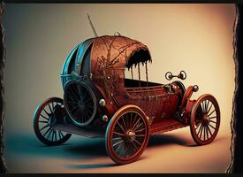 AI generated Vintage toy car on a gray background photo
