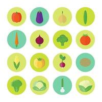 Vegetables flat round icons isolated set vector