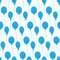 Seamless pattern of blue balloons with sad face. Design concept for greetings or invitation cards vector