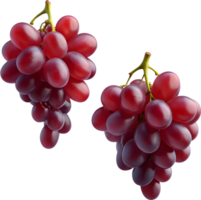 ai generado dos rojo uvas en un transparente antecedentes png