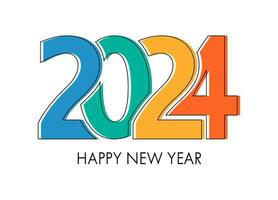 Happy New Year 2024 Text Vector Illustration