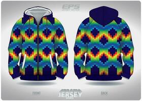 EPS jersey sports shirt vector.Pixel rainbow colors pattern design, illustration, textile background for sports long sleeve hoodie vector