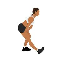 Woman doing standing hamstring stretch exercise. vector