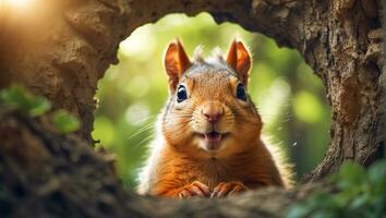 AI generated Cute funny squirrel close up photo