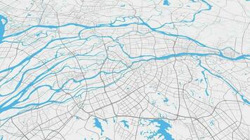 leggero grigio blu donguan carta geografica sfondo ciclo continuo. Filatura in giro Cina città aria filmato. senza soluzione di continuità panorama rotante al di sopra di centro sfondo. video