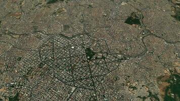 Satellit belo Horizonte Karte Hintergrund Schleife. Spinnen um Brasilien Stadt Luft Filmaufnahme. nahtlos Panorama rotierend Über Innenstadt Hintergrund. video