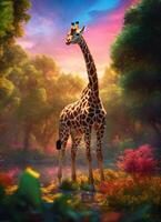 AI generated WorldWildlifeDay  photo animal nature undomesticated in grassy savannah at sunset generative ai