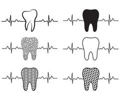 Tooth Silhouettes, Dental clipart,Tooth Monogram Vector Bundle, Tooth heartbeat, Dental Split Monogram, Tooth Split Name Frame, Dental Monogram clipart