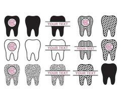 diente siluetas, dental imágenes prediseñadas, diente monograma vector manojo, diente latido del corazón, dental división monograma, diente división nombre marco, dental monograma clipart