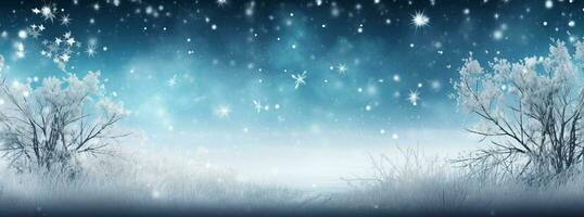 AI generated Christmas winter sky background with falling snow photo