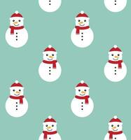 Vector seamless pattern of flat cartoon snowman