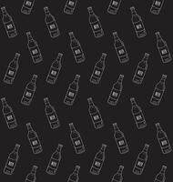 Vector seamless pattern of hand drawn beer bottle
