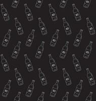 Vector seamless pattern of hand drawn beer bottle