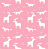 Vector seamless pattern of doodle animals