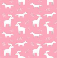 Vector seamless pattern of doodle animals