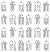 Vector seamless pattern of Scandinavian city house