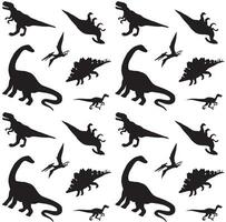 Vector seamless pattern of hand drawn dinosaur silhouette