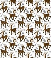 Vector seamless pattern of hand drawn flat deer