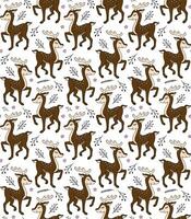 Vector seamless pattern of hand drawn flat deer