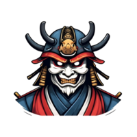 AI generated Fierce samurai mask for printed t-shirts png