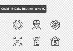 Covid daily action routine icon on background vector