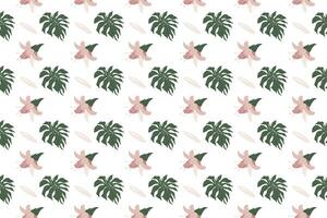 set of cheese plant Monstera leaves arrange as seamless pattern background vector