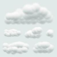 set of fluffly cloud shape on background vector