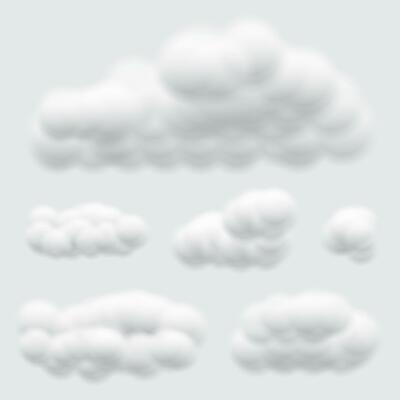 set of fluffly cloud shape on background