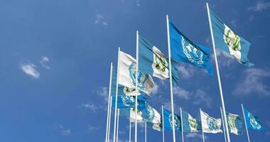 Guatemala and United Nations, UN Flags Waving Together in the Sky, Seamless Loop in Wind, Space on Left Side for Design or Information, 3D Rendering video