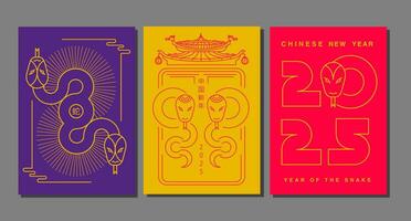 Lunar new year, Chinese New Year 2025 , Year of the Snake , outline ,stroke vector